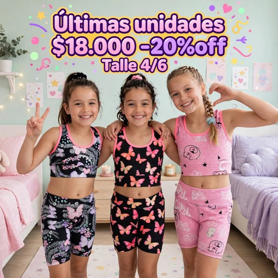 Nenas con conjuntos top y calza corta estampados