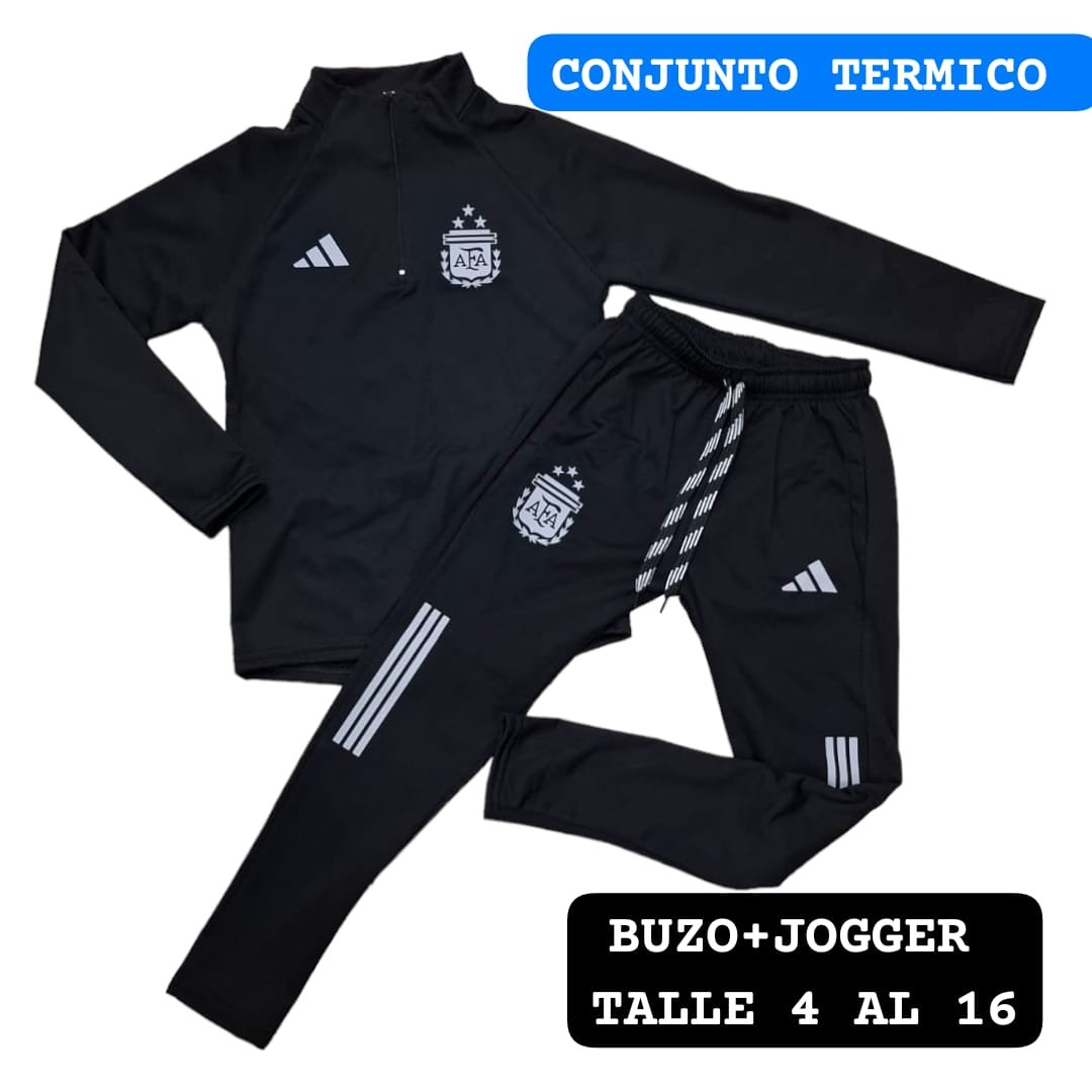 Conjunto térmico negro buzo y jogger infantil